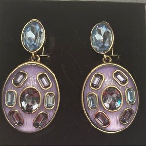 Heidi Daus Lavender and Sky Blue Oval Drop Earrings